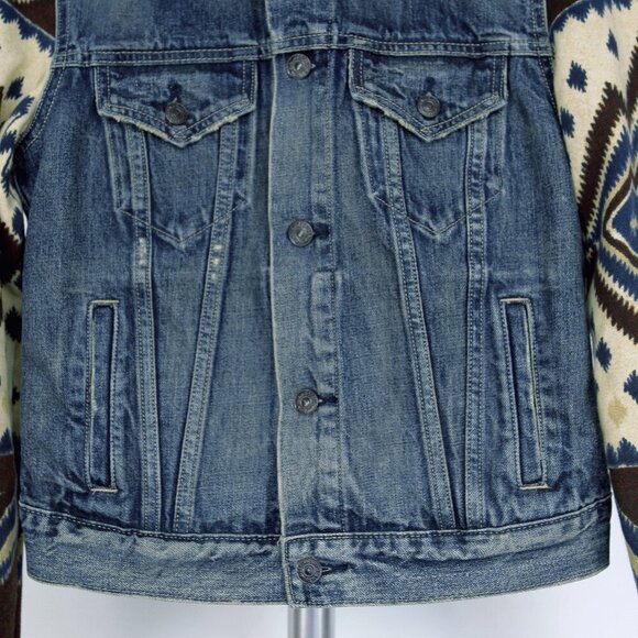 Sz S - Ralph Lauren Denim & Supply Southwest Knit-Sleeve Trucker Denim Jacket - Picture 4 of 13